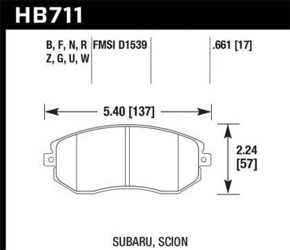 Hawk HP+ Front Brake Pads | Subaru BRZ/86/FR-S (13-22) (HB711N.661)