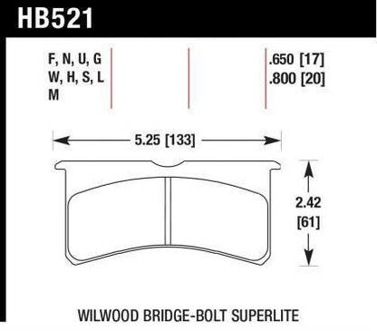 Hawk HP Plus Rear Brake Pads | Wilwood Bridge-Bolt Superlite (HB521N.800)