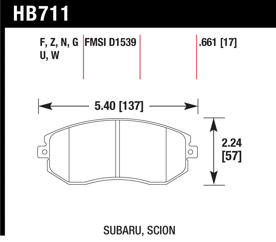 Hawk Perf Street Rear Brake Pads | Subaru BRZ/GR86 (22+) / Scion FR-S (13-21) (HB671F.628)