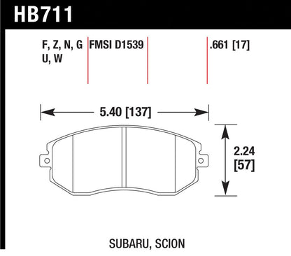 Hawk Perf Street Rear Brake Pads | Subaru BRZ/GR86 (22+) / Scion FR-S (13-21) (HB671F.628)