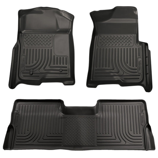 2009-2012 Honda Pilot (All) WeatherBeater Combo Black Floor Liners (One Piece for 2nd Row) by Husky Liners (98421)