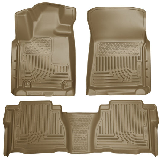 2012 Toyota Tundra Double/CrewMax Cab WeatherBeater Combo Tan Floor Liners by Husky Liners (98583)
