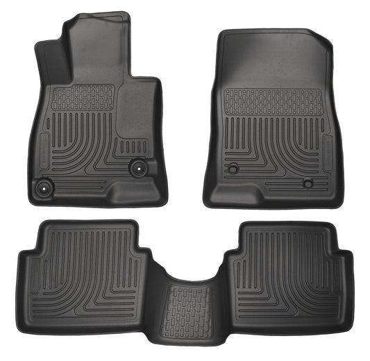 2014 Mazda 3 WeatherBeater Hatch&Sedan Front & Second Row Black Floor Liners by Husky Liners (98651)