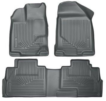 2014 Hyundai Tucson w/Retain Hooks WeatherBeater Combo Front & 2nd Row Black Floor Liners by Husky Liners (99831)