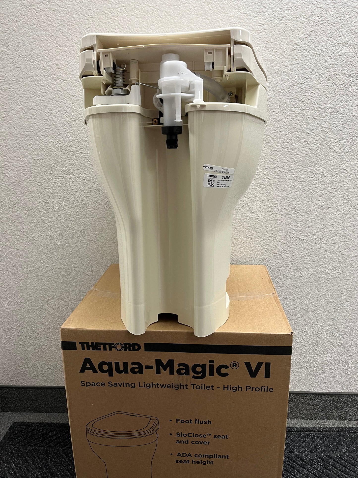 Thetford | Aqua-Magic VI Hi RV Toilet with Foot Flush | 31836 | Parchment