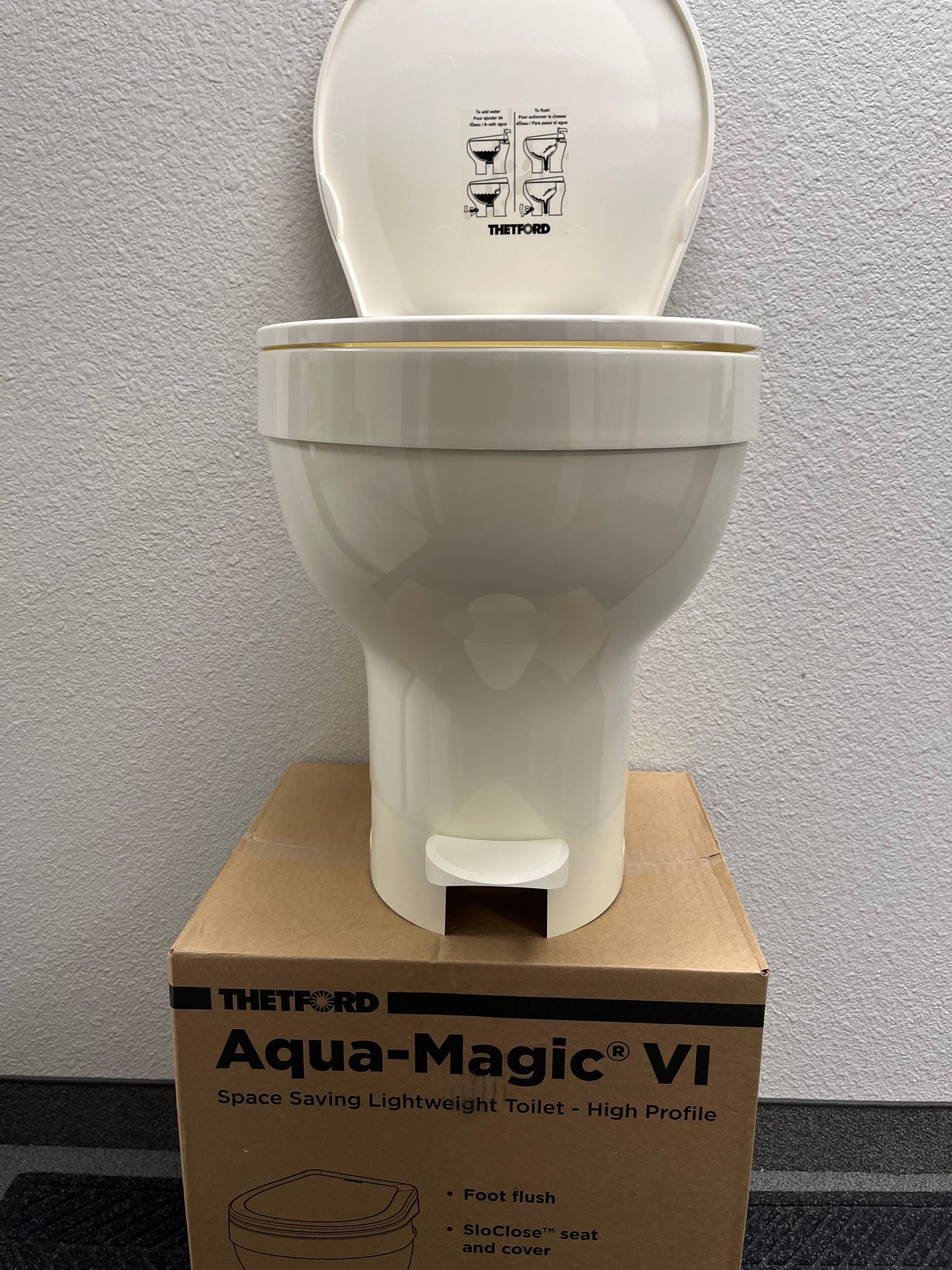 Thetford | Aqua-Magic VI Hi RV Toilet with Foot Flush | 31836 | Parchment