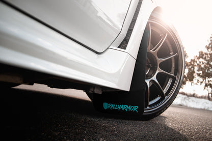 Rally Armor UR Mudflaps Black Urethane w/ New Era Hyper Teal Logo 2015-2021 WRX / 2015-2021 STI