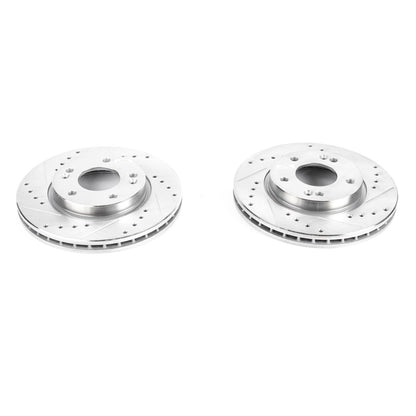 PowerStop Drilled & Slotted Front Rotors Pair | Hyundai Elantra (07-10) (JBR1325XPR)