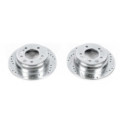 PowerStop Drilled & Slotted Rear Rotors Pair | Hyundai Elantra (09-12) (JBR1526XPR)