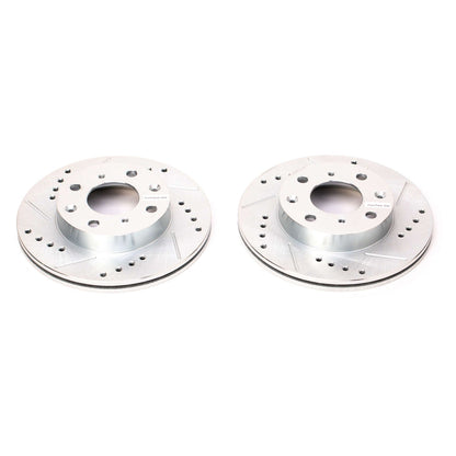 PowerStop Drilled & Slotted Front Rotors | Honda CRX (88-91) (JBR155XPR)