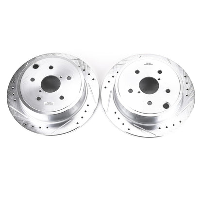 PowerStop Drilled & Slotted Rear Rotors Pair | Subaru WRX (15-19) (JBR1701XPR)