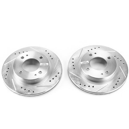 PowerStop Drilled & Slotted Front Rotors | Mitsubishi Mirage (14-15) (JBR1722XPR)