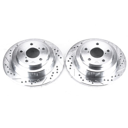 PowerStop Drilled & Slotted Rear Rotors | Saab 9-2X (05-06) (JBR359XPR)