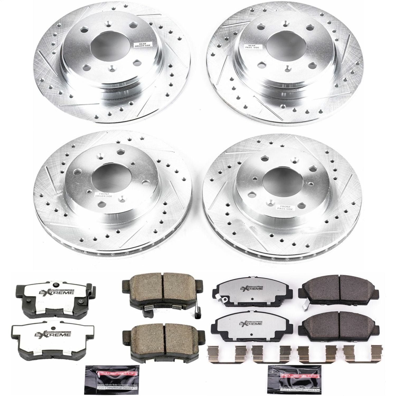 PowerStop Front & Rear Z26 Street Warrior Brake Kit | Honda Prelude (92-96) (K1034-26)