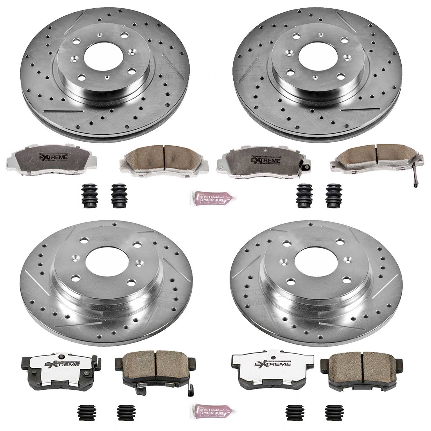 PowerStop Front & Rear Z26 Street Warrior Brake Kit | Honda Prelude (93-96) (K1038-26)