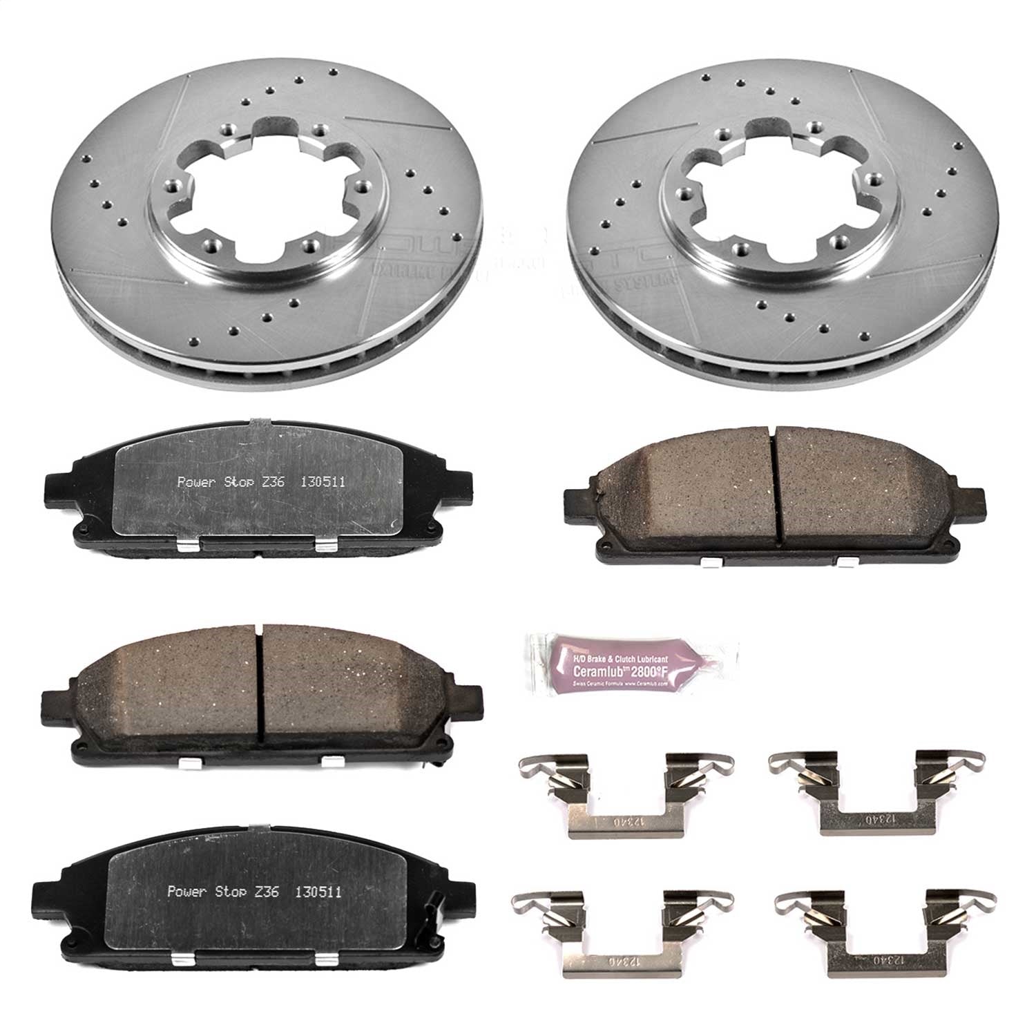 PowerStop Front Z36 Truck & Tow Brake Kit | Nissan Pathfinder (96-98) (K1175-36)