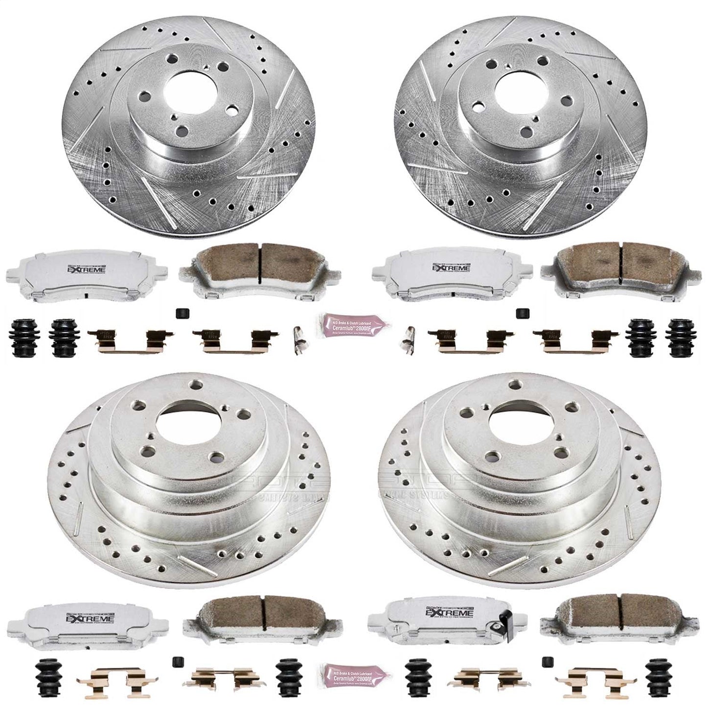 PowerStop Front & Rear Z26 Street Warrior Brake Kit | Subaru Impreza (02-03) (K2371-26)