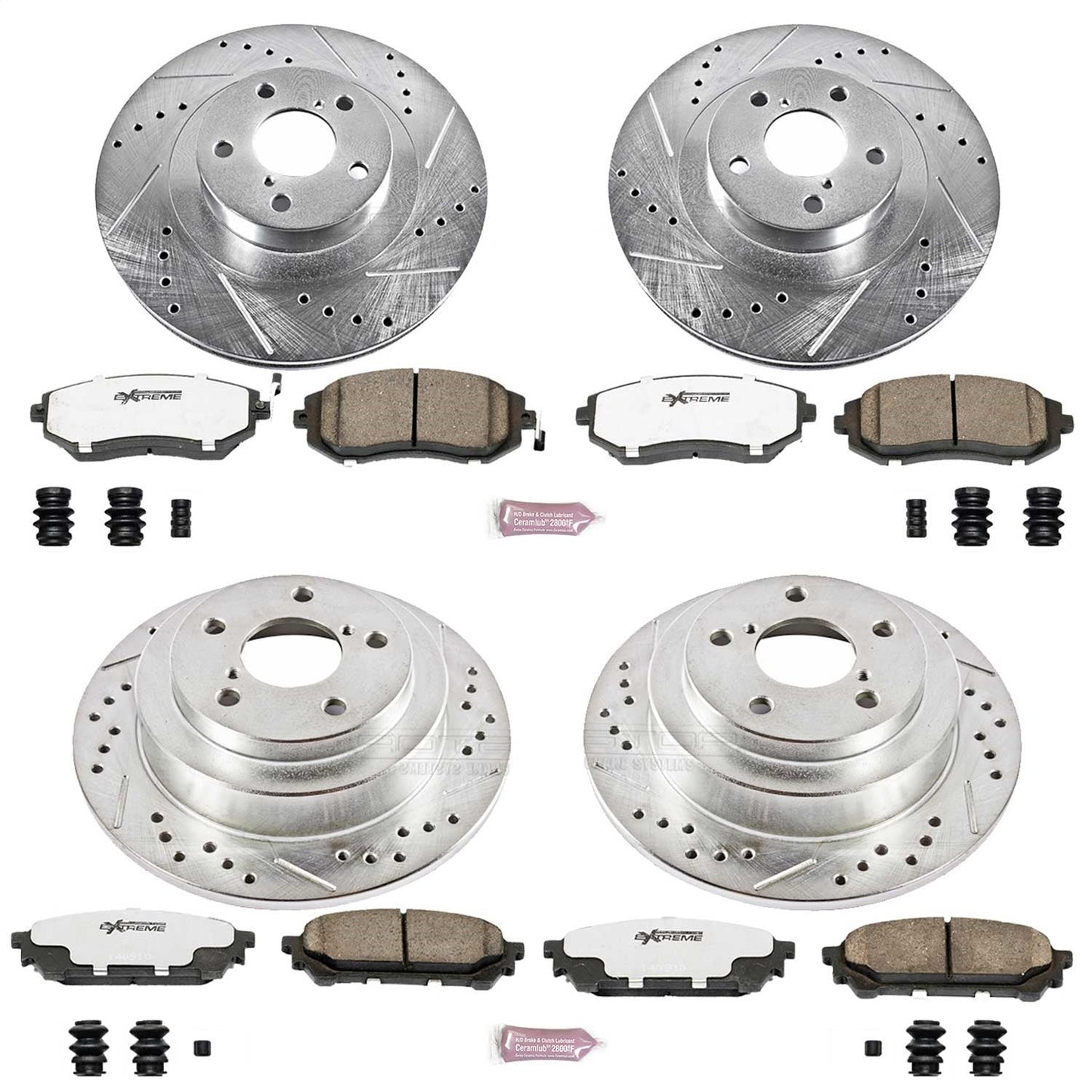 PowerStop Front & Rear Z26 Street Warrior Brake Kit | Saab 9-2X (05-06) (K2376-26)