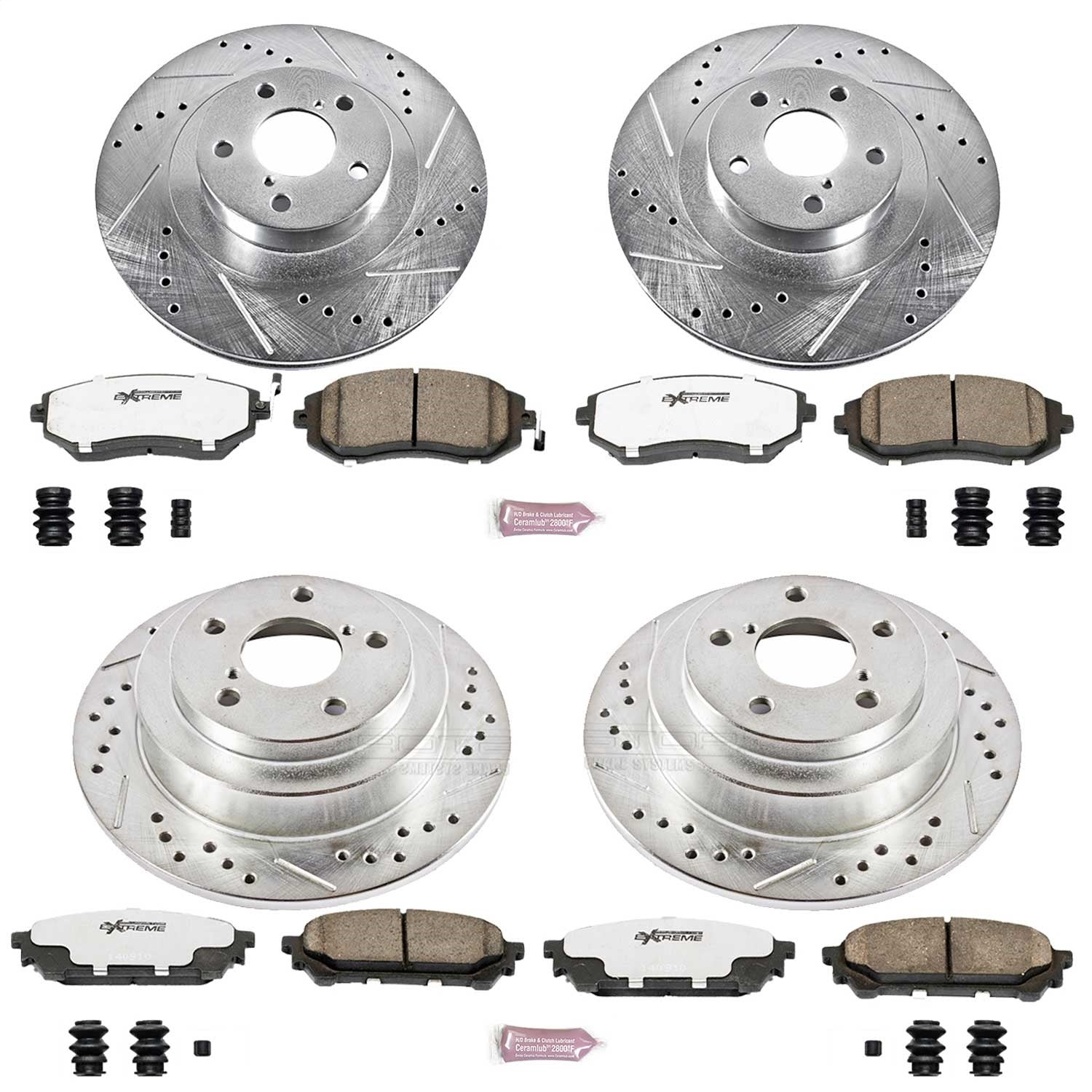 PowerStop Front & Rear Z26 Street Warrior Brake Kit | Saab 9-2X (05-06) (K2376-26)