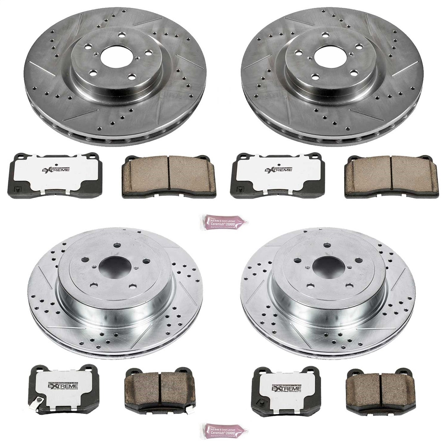 PowerStop Front & Rear Z26 Street Warrior Brake Kit | Subaru Impreza (05-07) (K2896-26)
