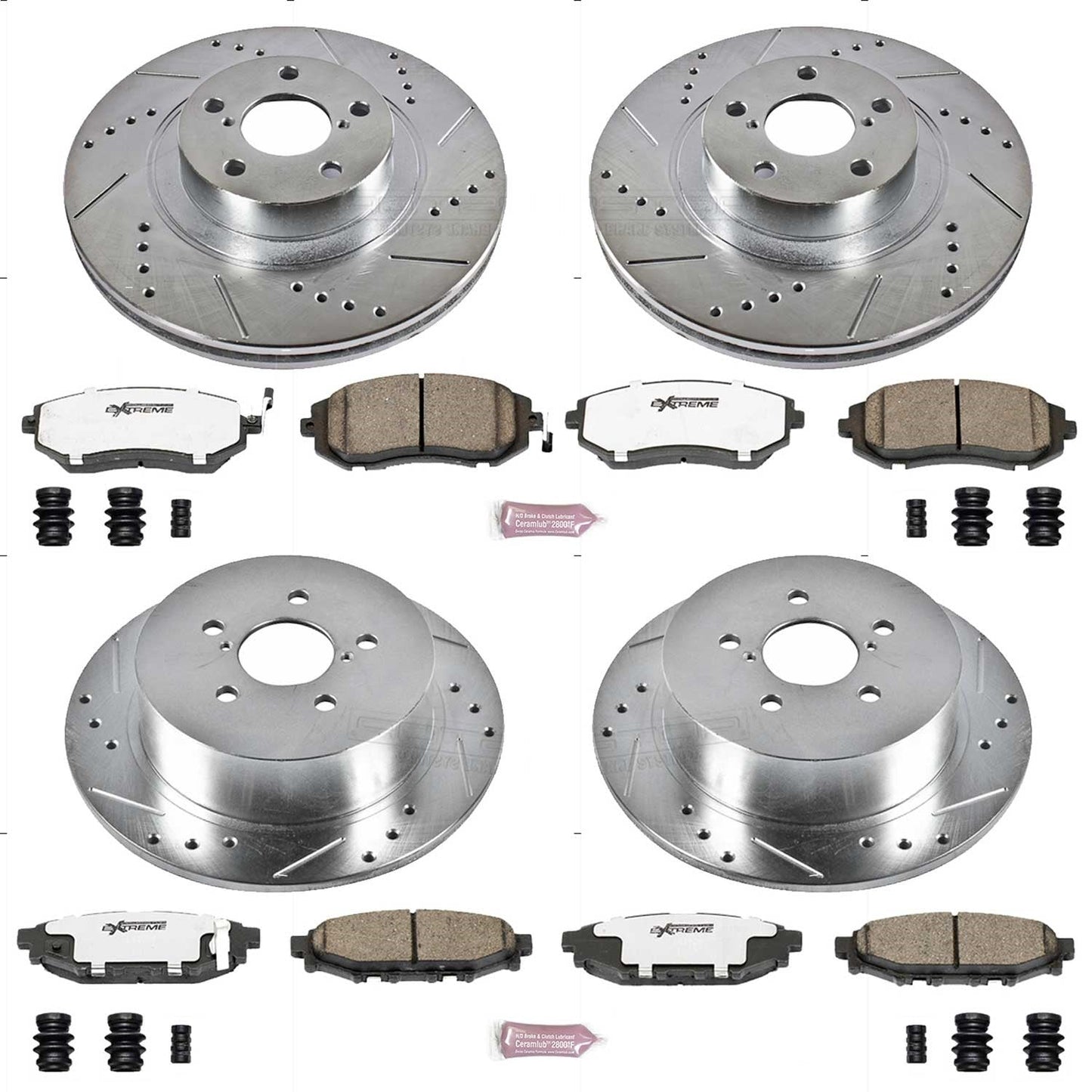 PowerStop Front & Rear Z26 Street Warrior Brake Kit | Subaru Legacy (06-09) (K4079-26)
