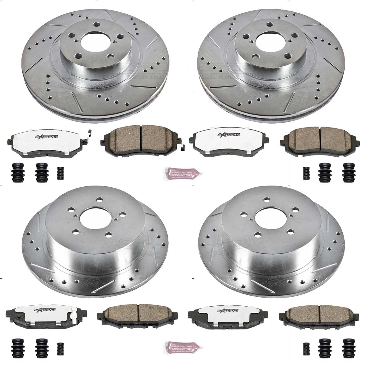 PowerStop Front & Rear Z26 Street Warrior Brake Kit | Subaru Legacy (06-09) (K4079-26)