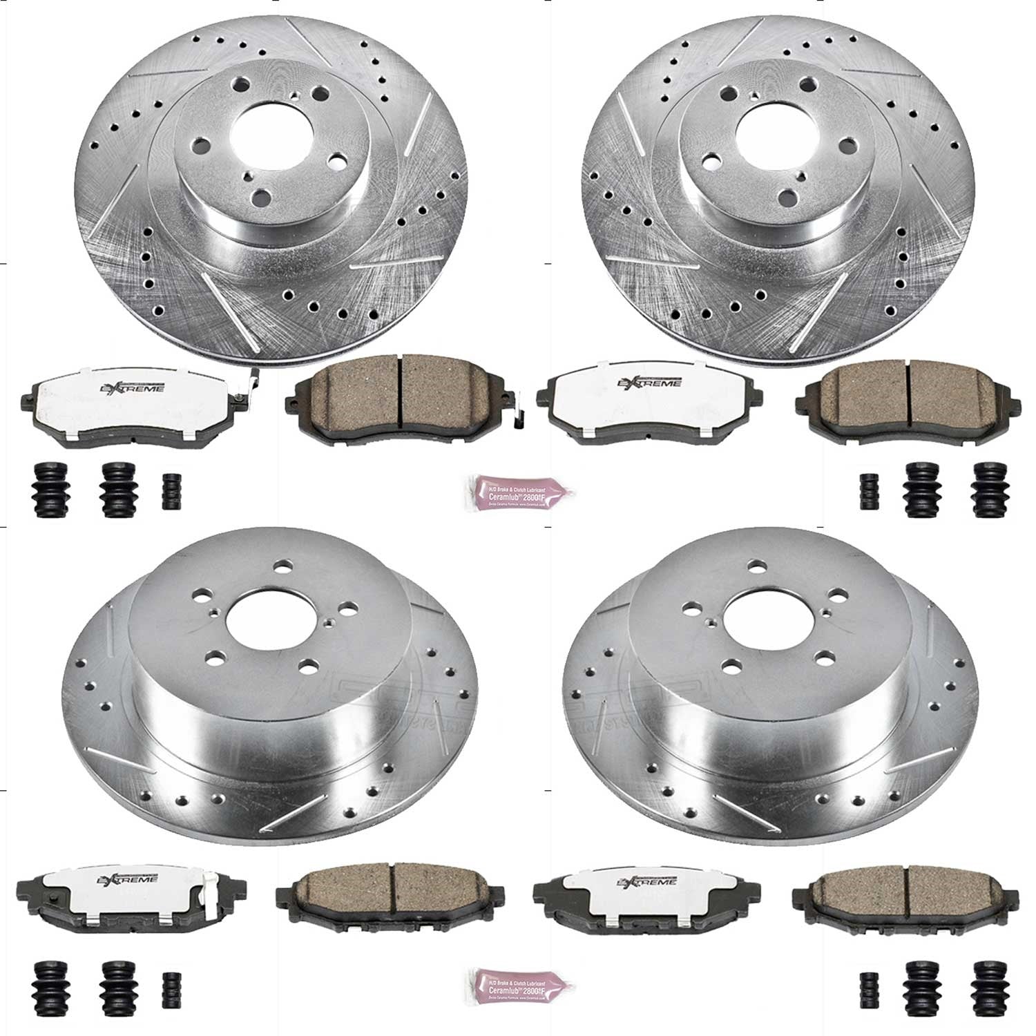 PowerStop Front & Rear Z26 Street Warrior Brake Kit | Subaru Legacy (05) (K4081-26)