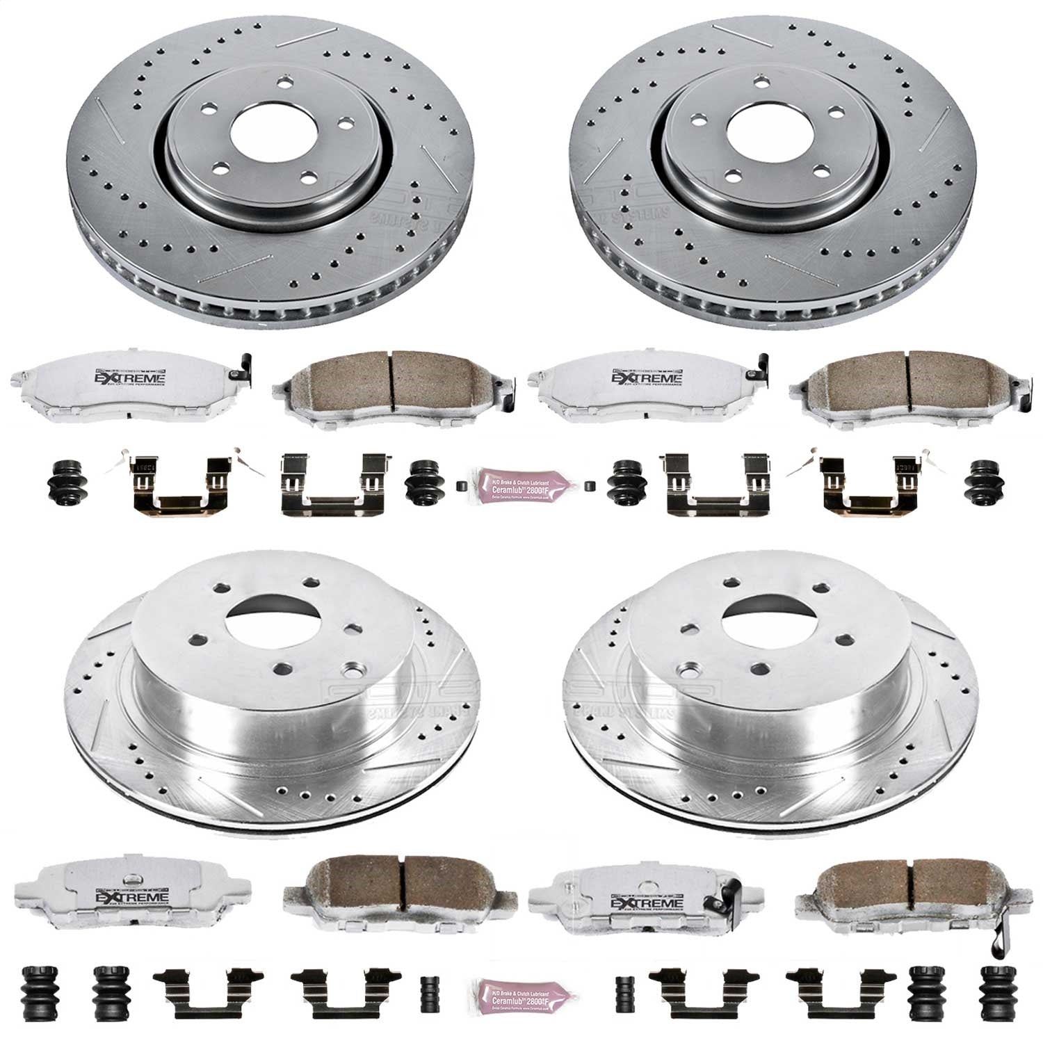 PowerStop Front and Rear Z26 Street Brake Kit | Infiniti FX35 (05-08) (K4477-26)