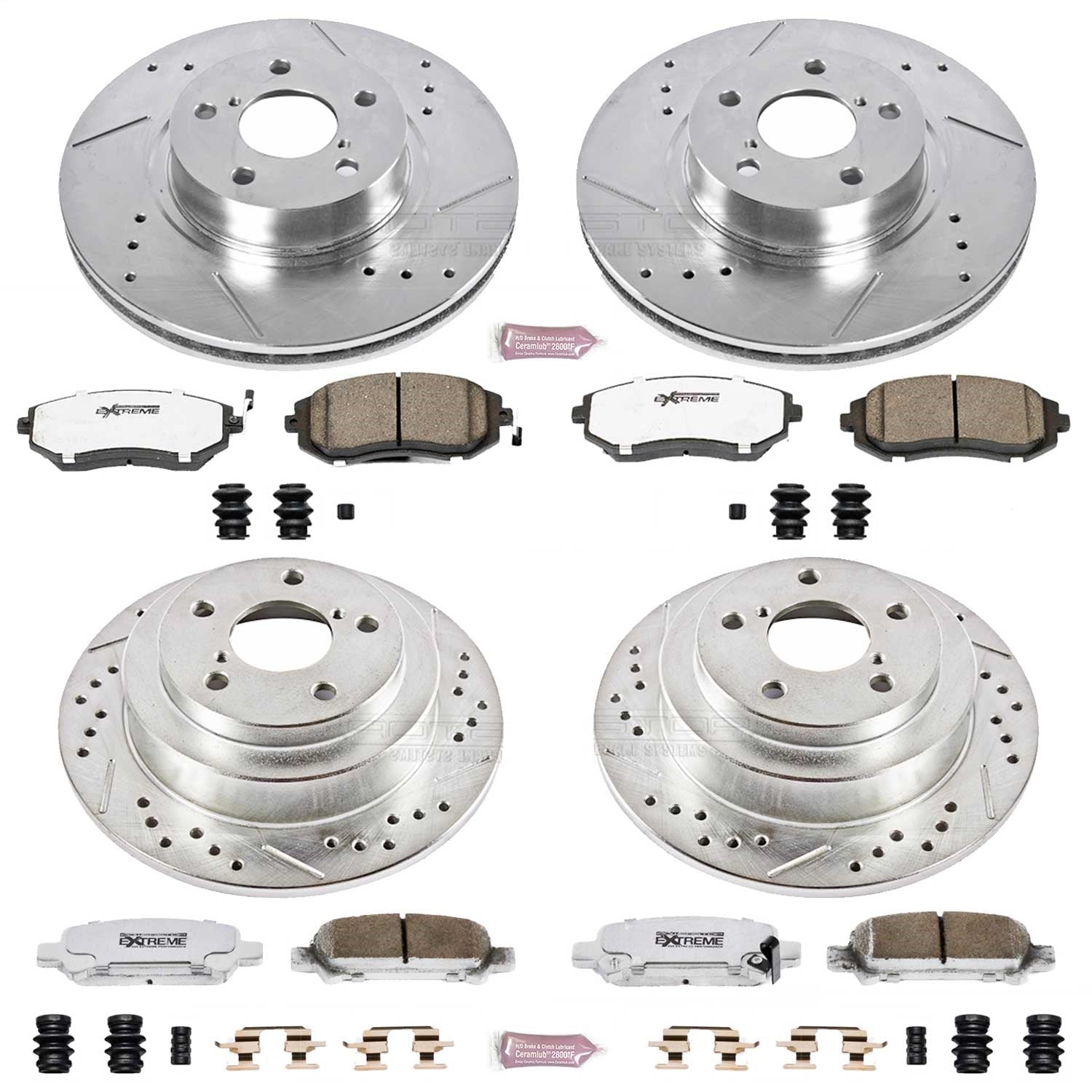 PowerStop Front & Rear Z26 Street Warrior Brake Kit | Subaru Impreza (02-03) (K6109-26)