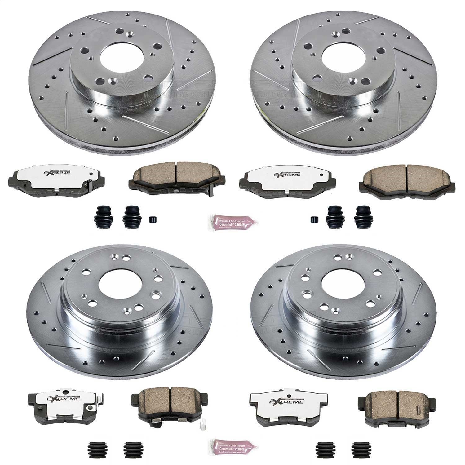 PowerStop Front & Rear Z26 Street Warrior Brake Kit | Honda CR-V (02-04) (K6171-26)