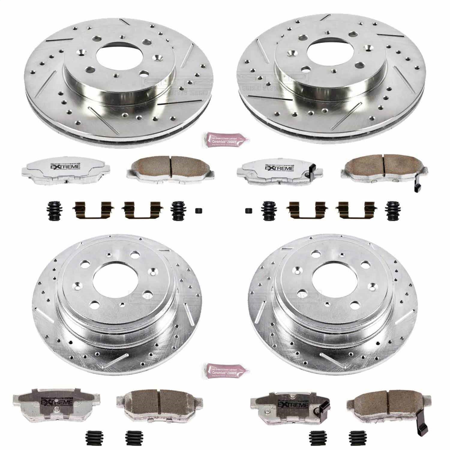 PowerStop Front & Rear Z26 Street Warrior Brake Kit | Honda Civic (99-00) (K691-26)