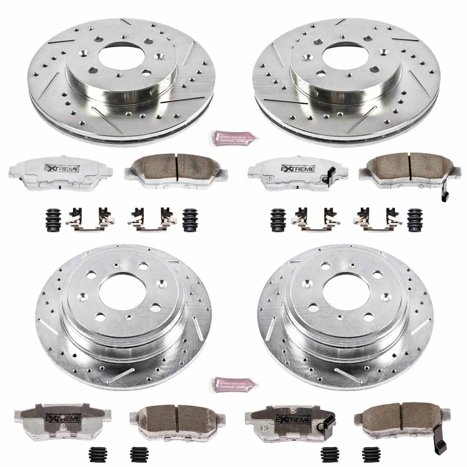 PowerStop Front & Rear Z26 Street Warrior Brake Kit | Honda Civic Del Sol (94-97) (K695-26)
