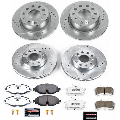 PowerStop Front & Rear Z26 Street Warrior Brake Kit | Volkswagen Golf (15-16) (K7109-26)
