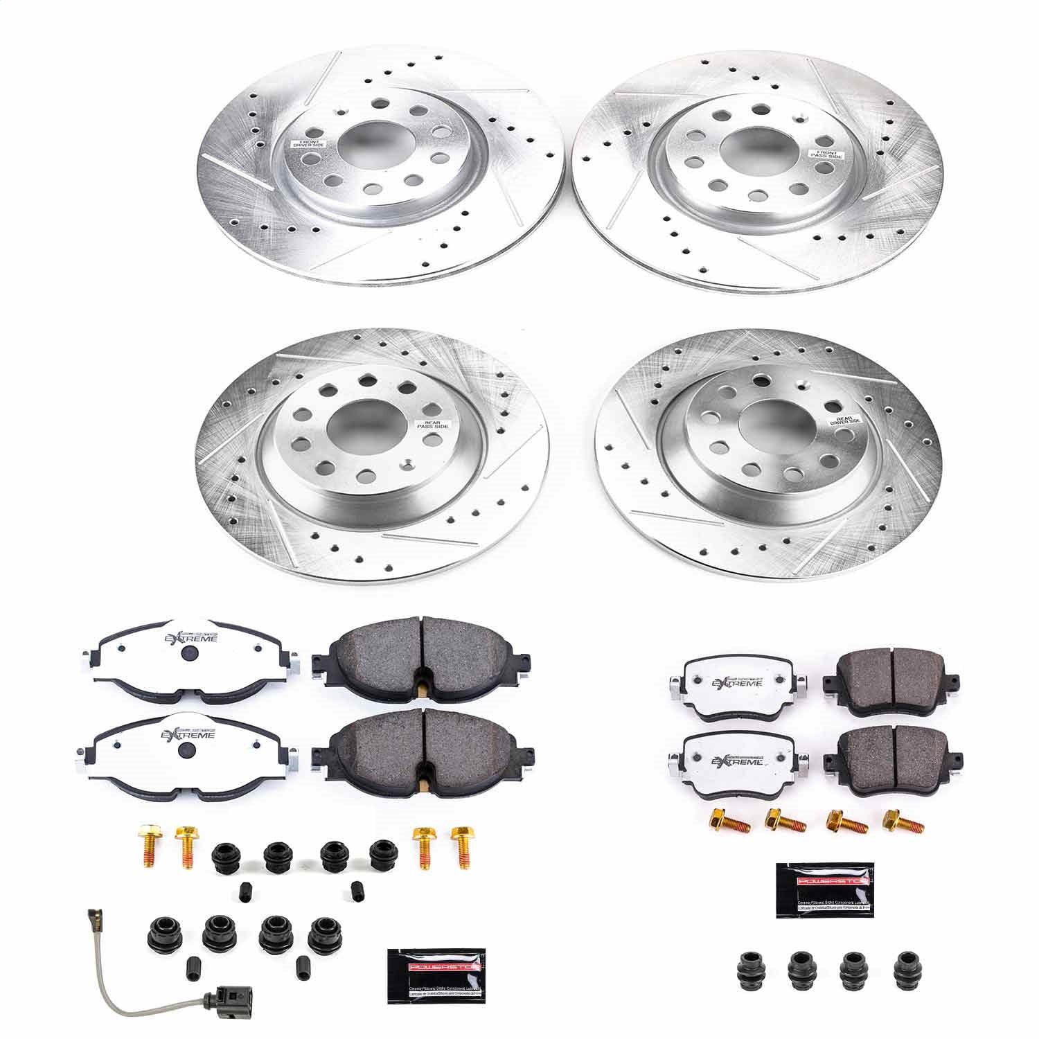 PowerStop Front & Rear Z26 Street Warrior Brake Kit | Volkswagen Golf (17-18) (K7634-26)
