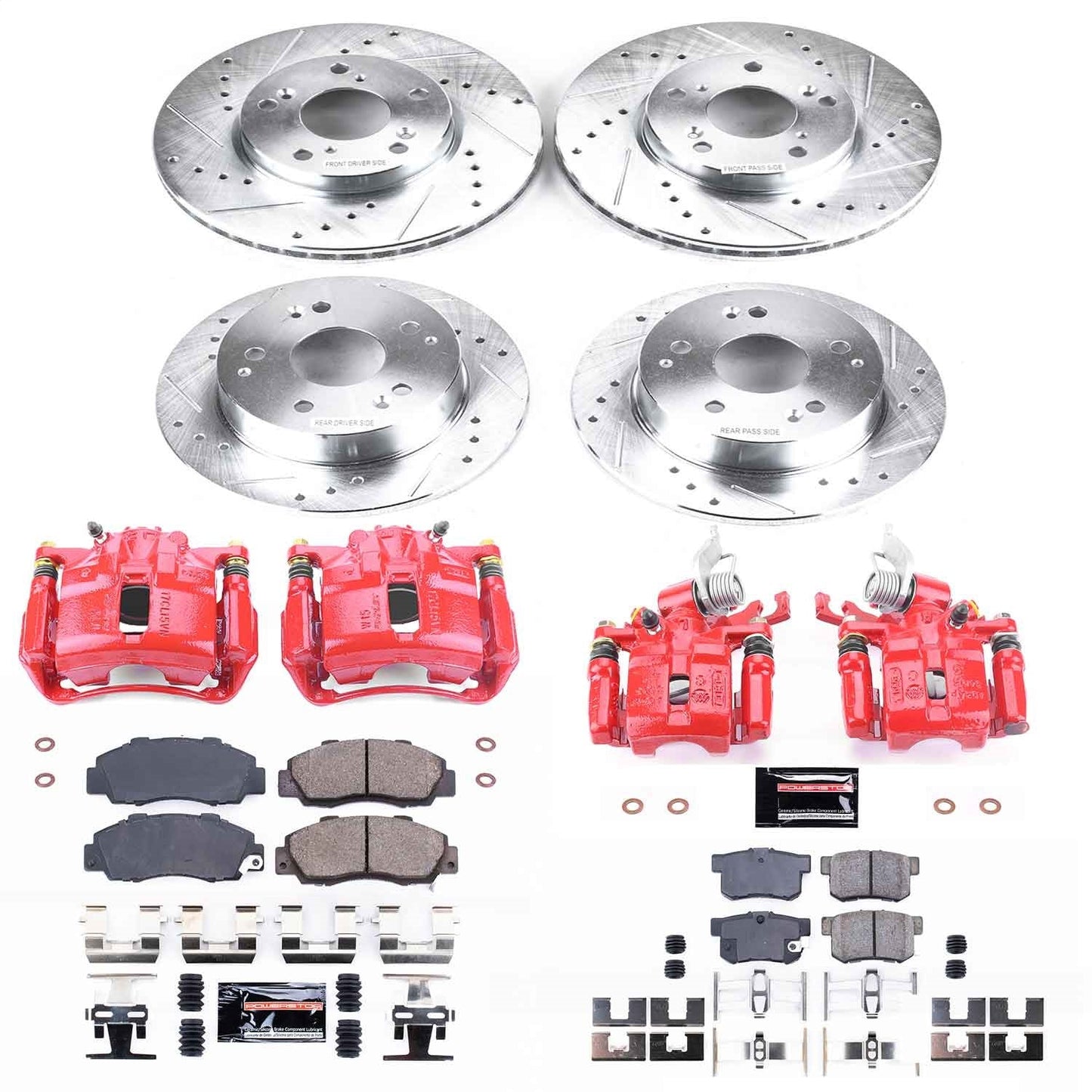 PowerStop Front & Rear Z23 Evolution Sport Brake Kit w/ Calipers | Honda Accord (1998–2002) (KC1042)