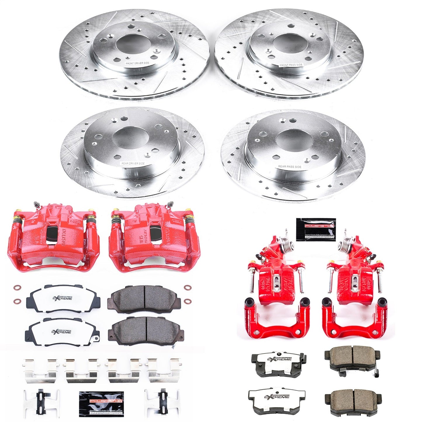PowerStop Front & Rear Z26 Street Warrior Brake Kit w/ Calipers | Honda Accord 1998–2002 (KC1042A-26)