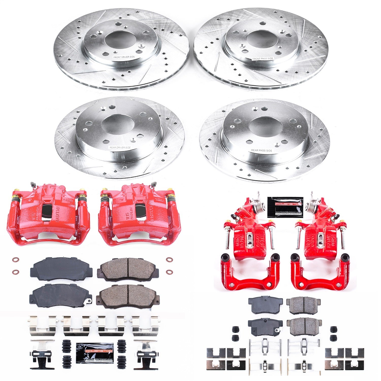 PowerStop Front & Rear Z23 Evolution Sport Brake Kit w/ Calipers | Honda Accord 1998–2002 (KC1042A)