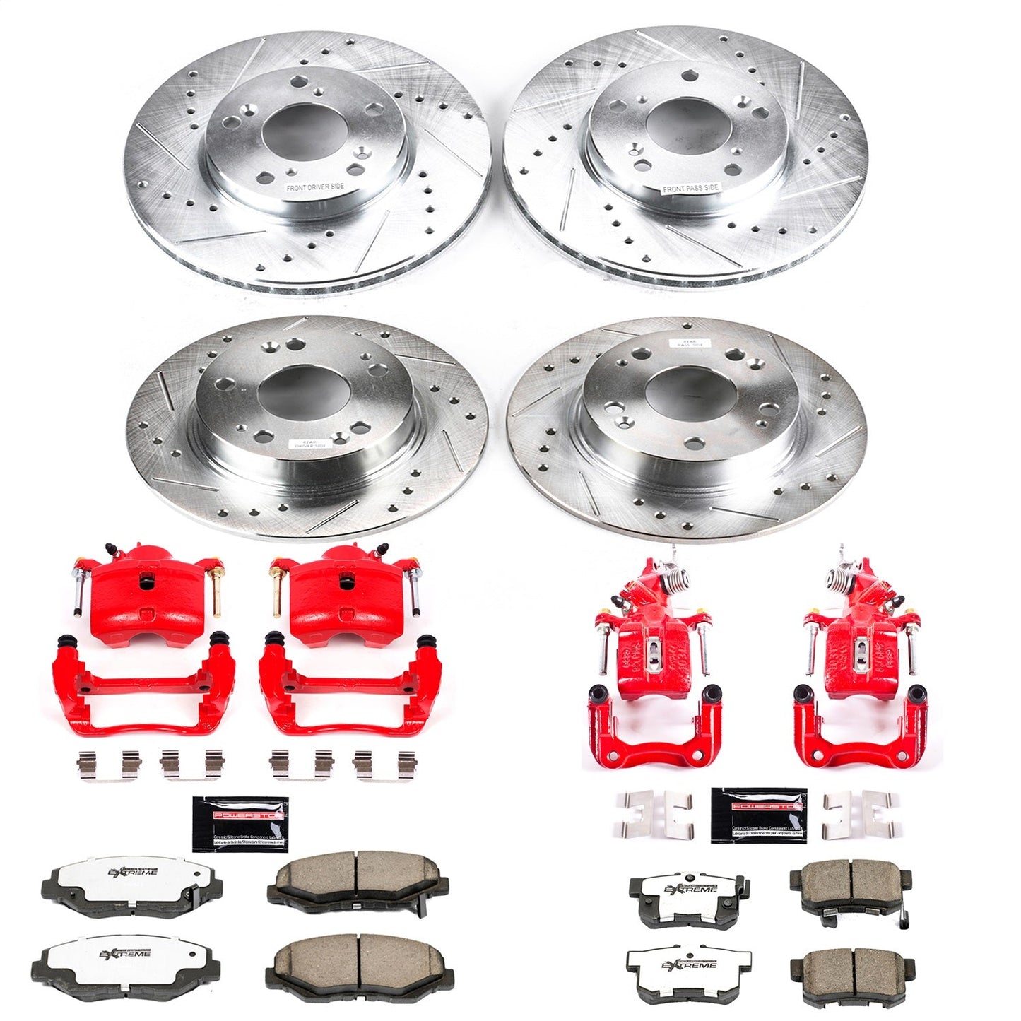 PowerStop Front & Rear Z26 Street Warrior Brake Kit w/ Calipers | Honda Accord (2003–2007) (KC1047-26)