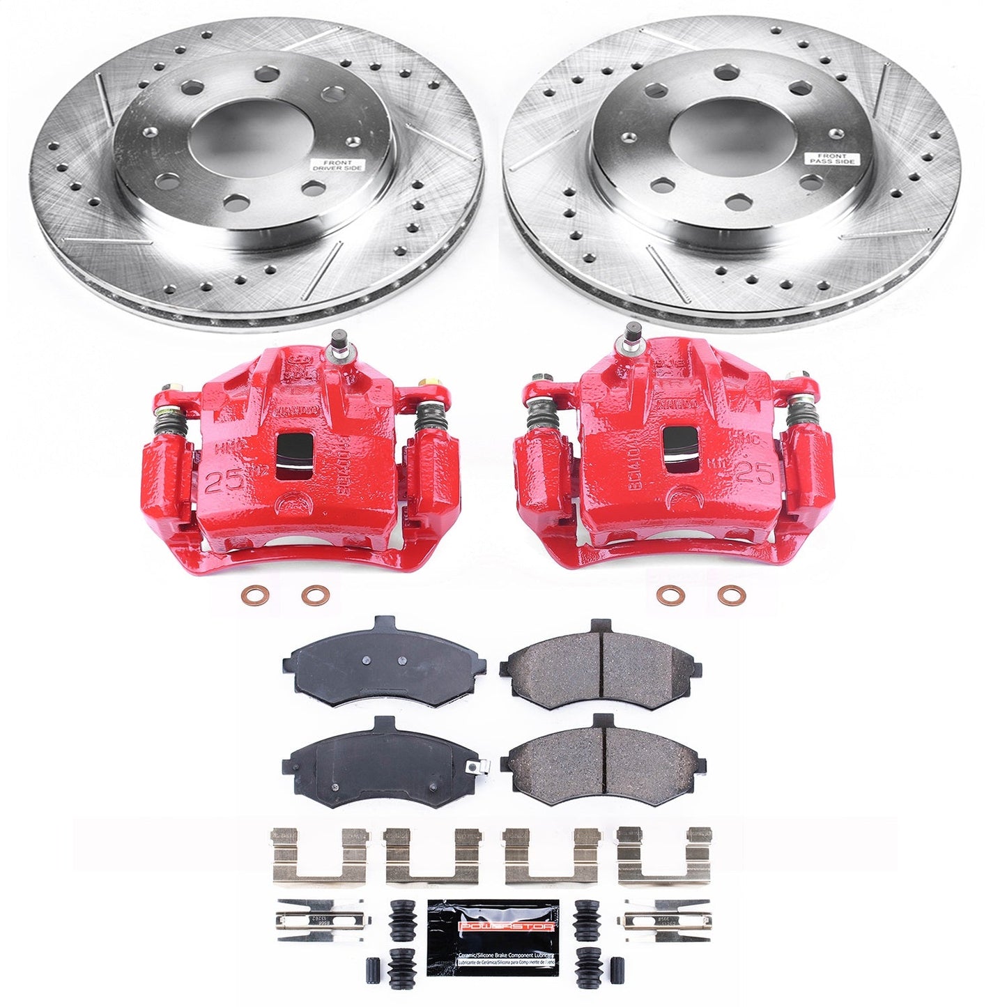PowerStop Front Z23 Evolution Sport Brake Kit w/ Calipers | Hyundai Elantra (2003–2005) (KC1093A)