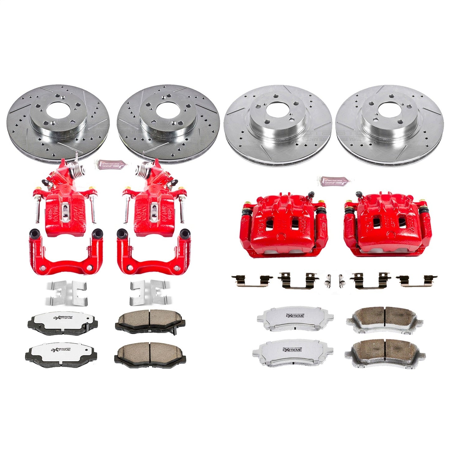 PowerStop Front & Rear Z26 Street Warrior Brake Kit w/ Calipers | Subaru Forester (1998–2002) (KC1122-26)