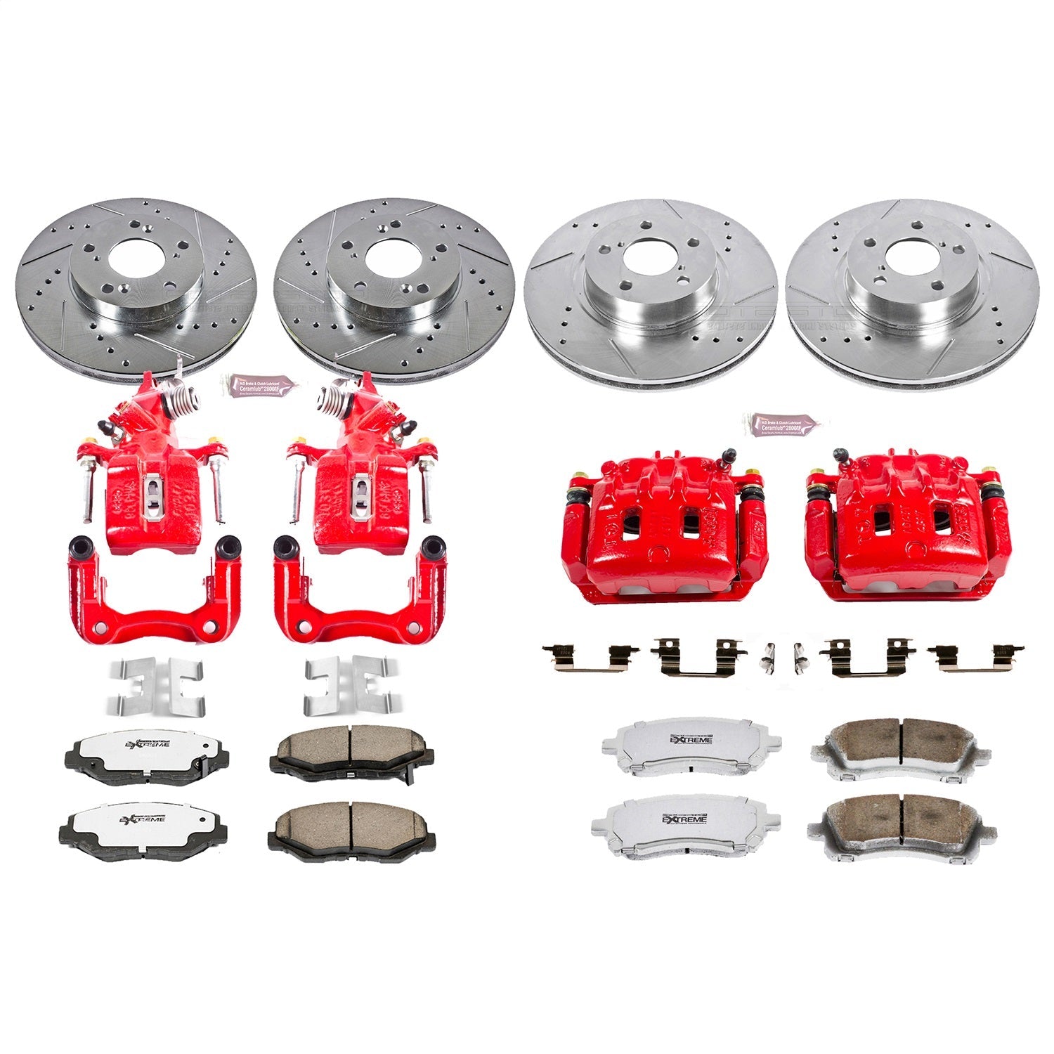 PowerStop Front & Rear Z26 Street Warrior Brake Kit w/ Calipers | Subaru Forester (1998–2002) (KC1122-26)