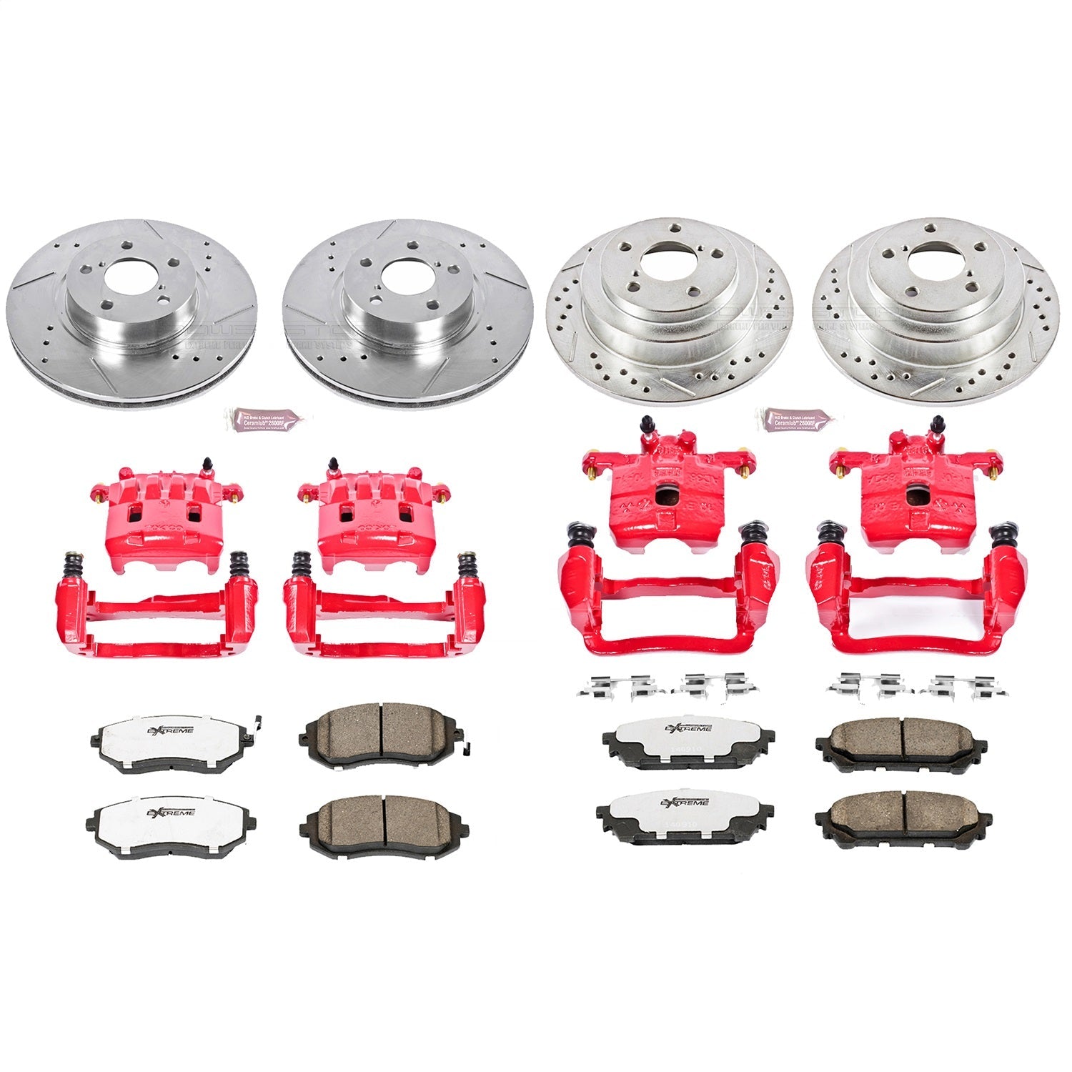 PowerStop Front & Rear Z26 Street Warrior Brake Kit w/ Calipers | Saab 9-2X (2005–2006) (KC1127-26)