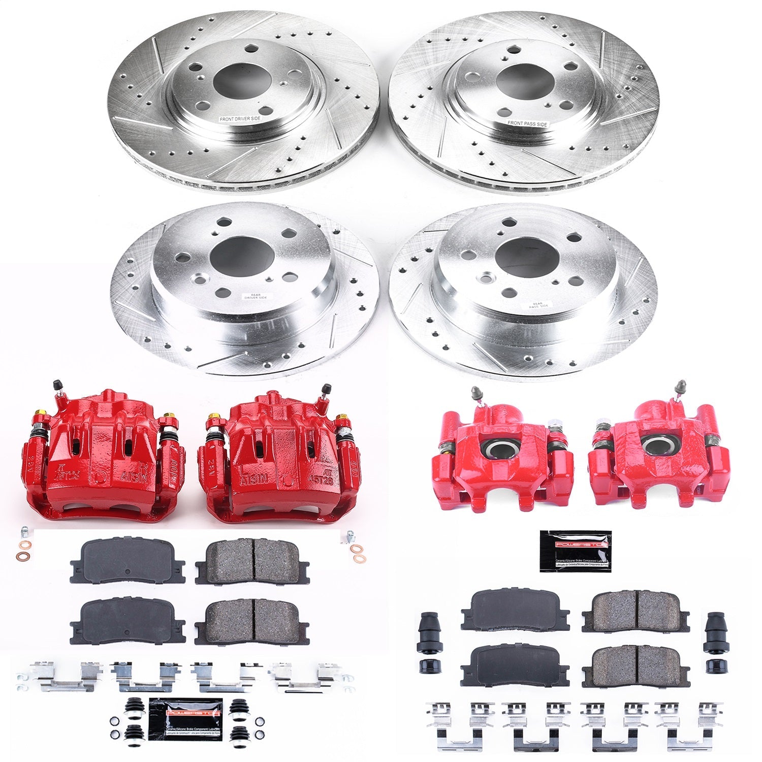 PowerStop Front & Rear Z23 Evolution Sport Brake Kit w/ Calipers | Lexus ES330 (2004–2006) (KC1142)