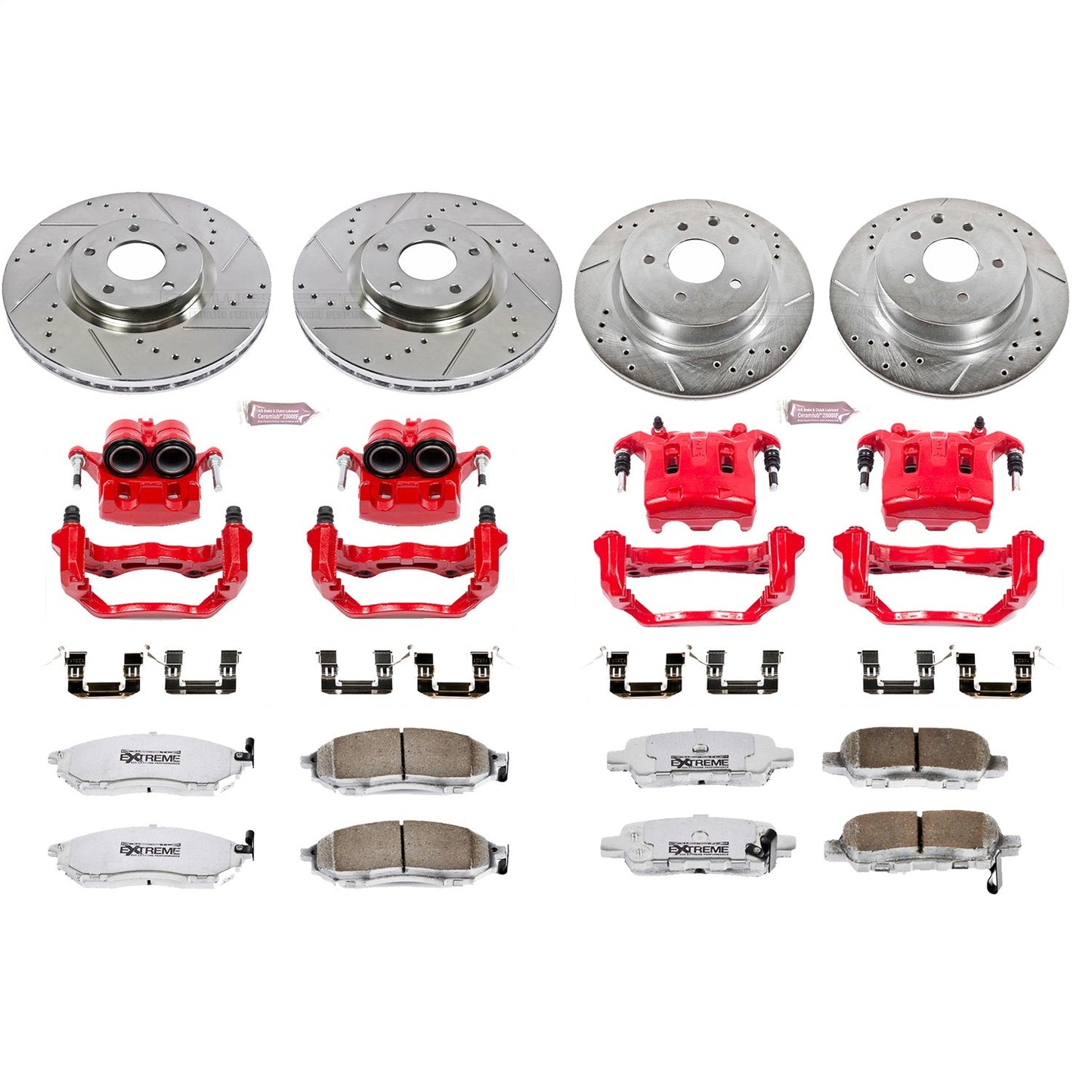 PowerStop Front & Rear Z26 Street Kit w/ Calipers | Infiniti G35 (2007–2008) (KC114A-26)