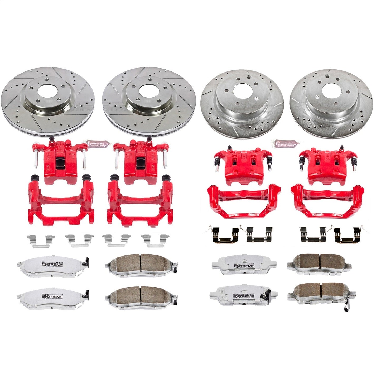 PowerStop Front and Rear Z26 Street Kit w/ Calipers | Nissan 370Z (2009–2017) (KC114B-26)