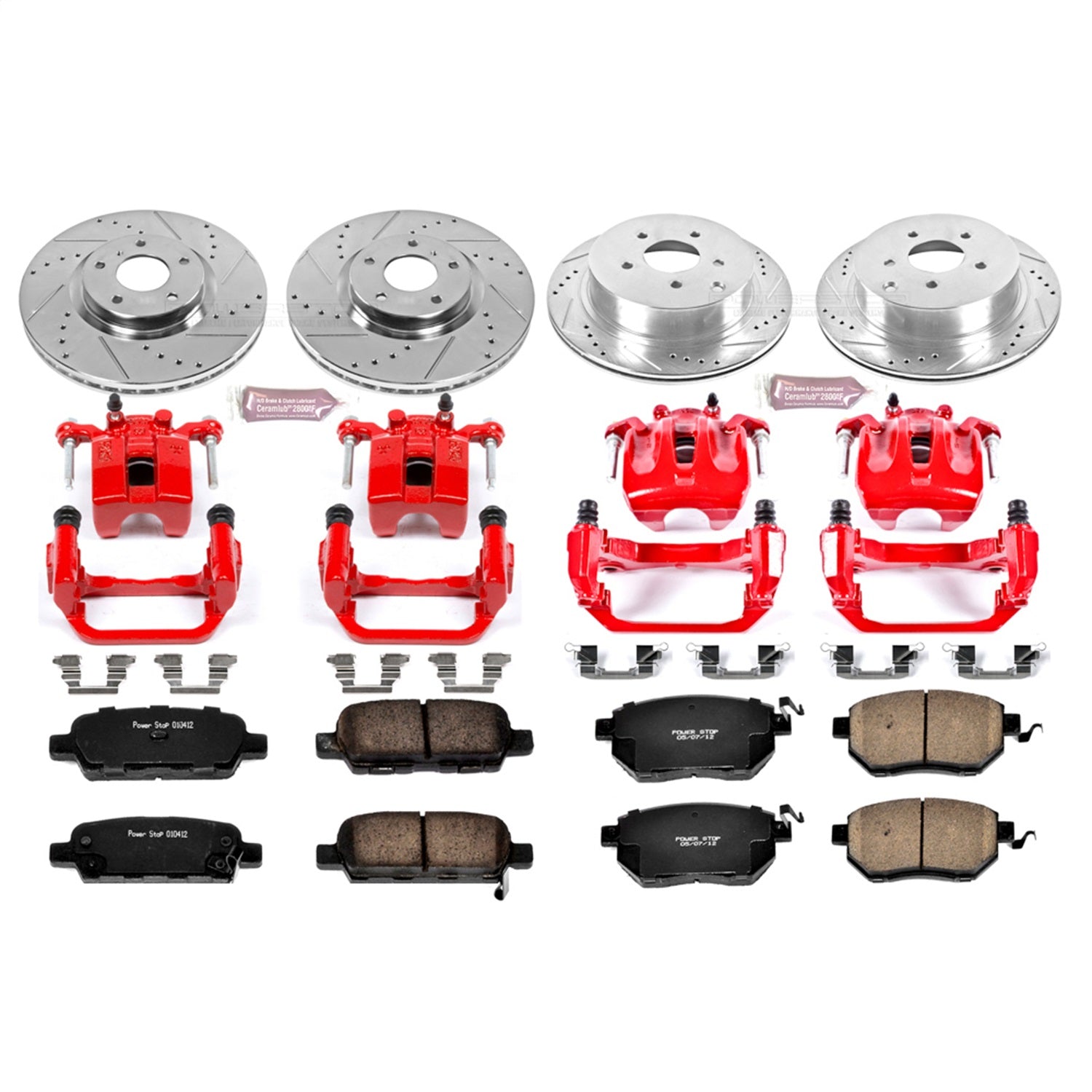 PowerStop Front & Rear Z23 Evolution Sport Brake Kit w/ Calipers | Nissan Murano (2006–2007) (KC119)