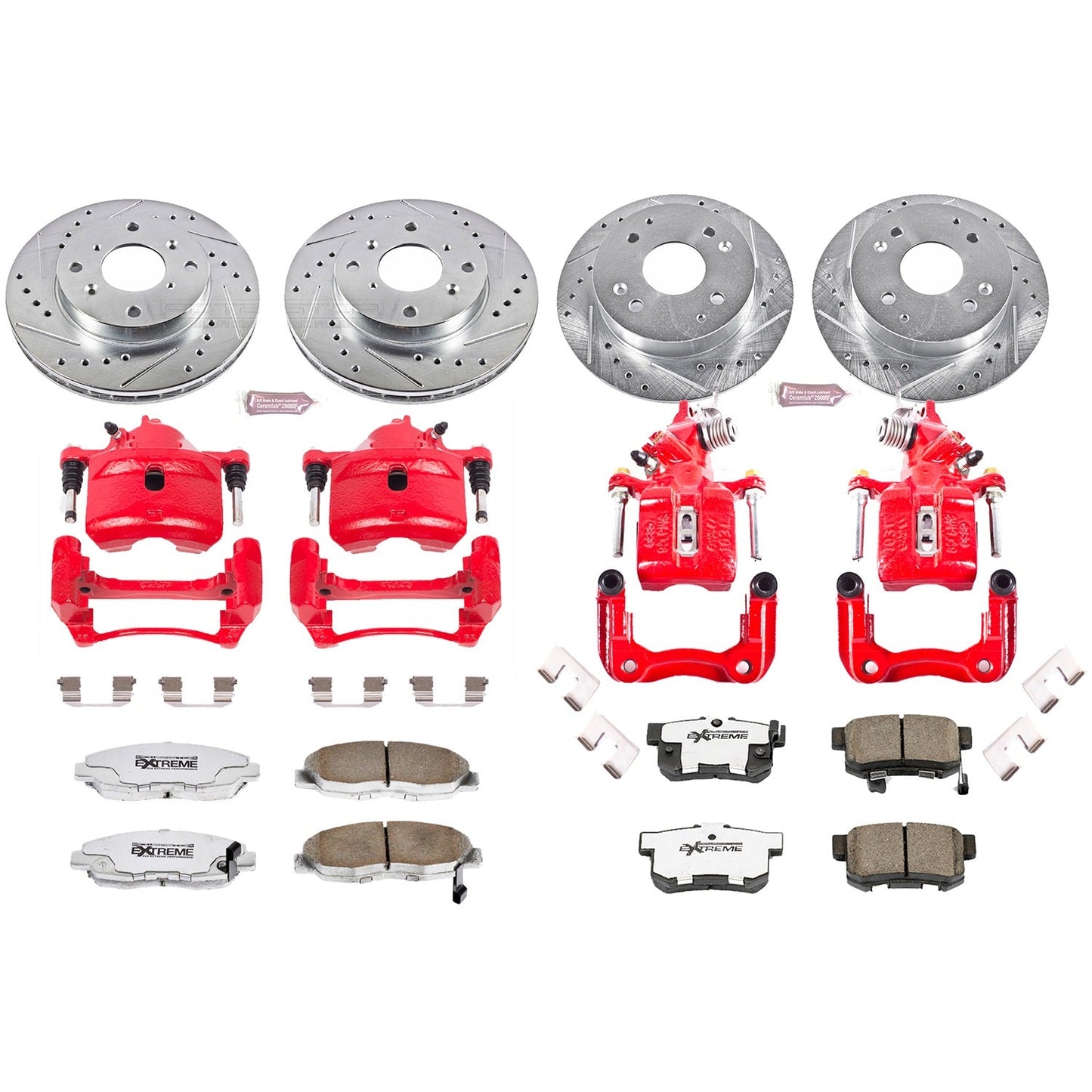 PowerStop Front & Rear Z26 Street Warrior Brake Kit w/ Calipers | Honda Accord 1998–2002 (KC1240A-26)