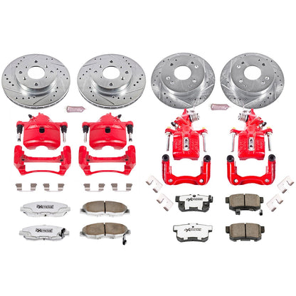 PowerStop Front & Rear Z26 Street Warrior Brake Kit w/ Calipers | Honda Accord 1998–2002 (KC1240A-26)