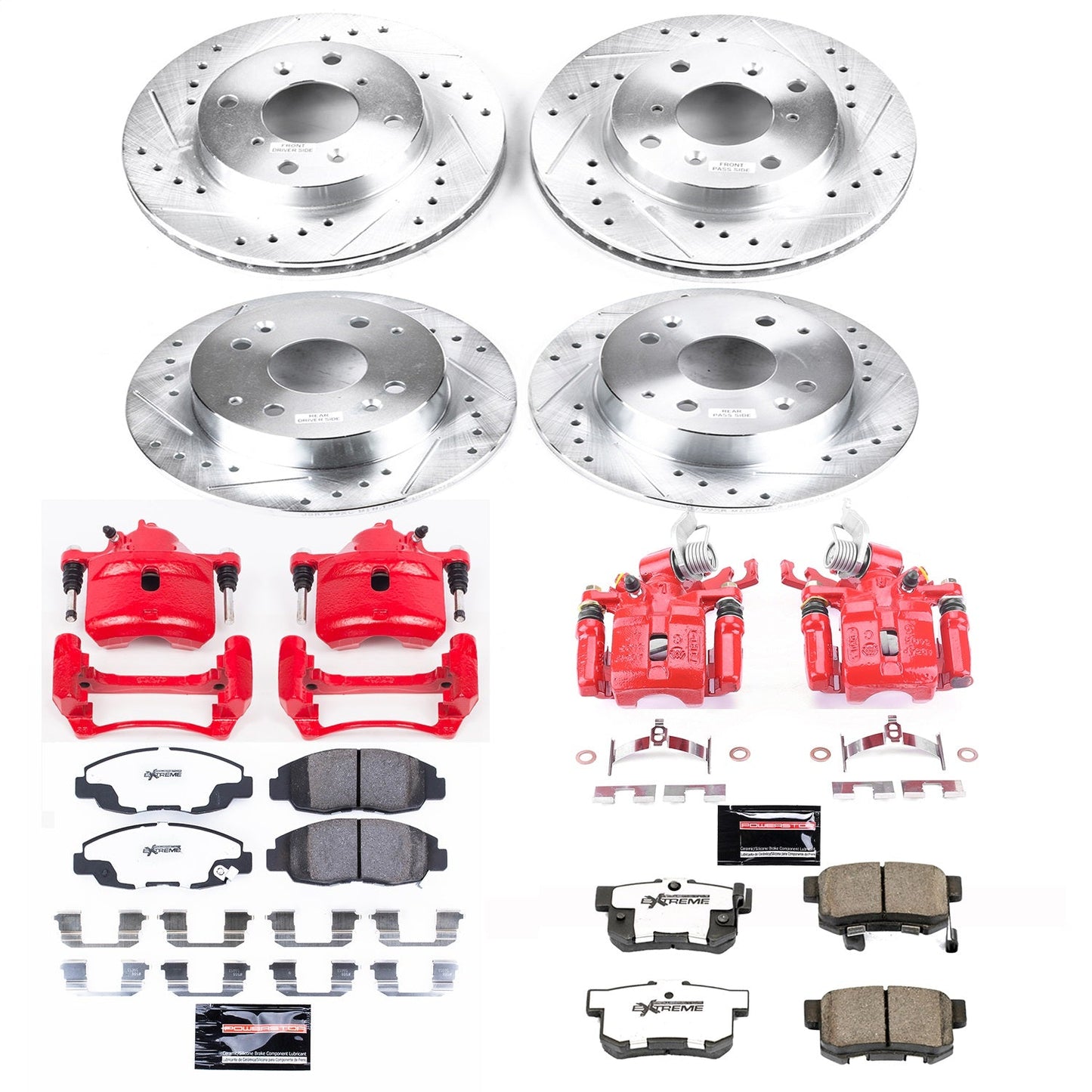 PowerStop Front & Rear Z26 Street Warrior Brake Kit w/ Calipers | Honda Accord (1998–2002) (KC1240B-26)
