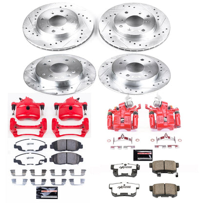 PowerStop Front & Rear Z26 Street Warrior Brake Kit w/ Calipers | Honda Accord (1998–2002) (KC1240B-26)